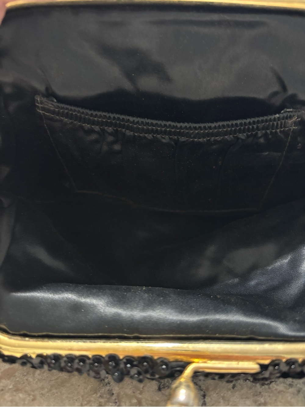 Vintage Black Beaded Evening Clutch with Gold Chain - Picture 8 of 10